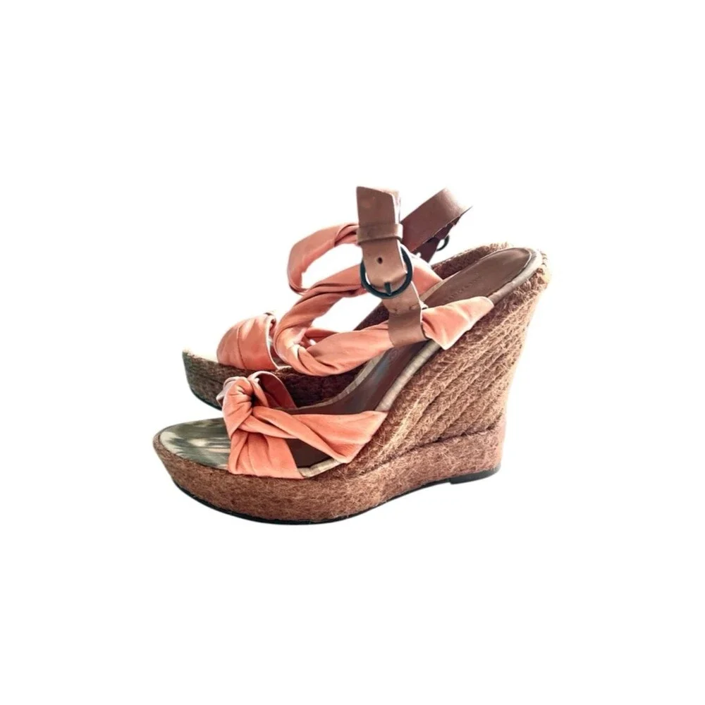 AllSaints Spitalfields twisted leather wedge espadrille heeled sandals